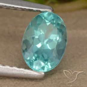 Apatite Blu brillante verde naturale da 0.87 ct, Ovale, VS
