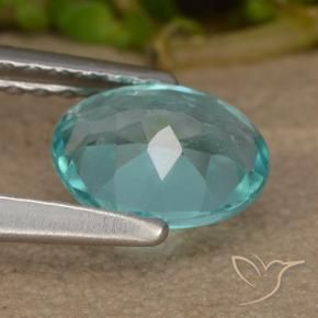 Apatite Blu brillante verde naturale da 0.87 ct, Ovale, VS