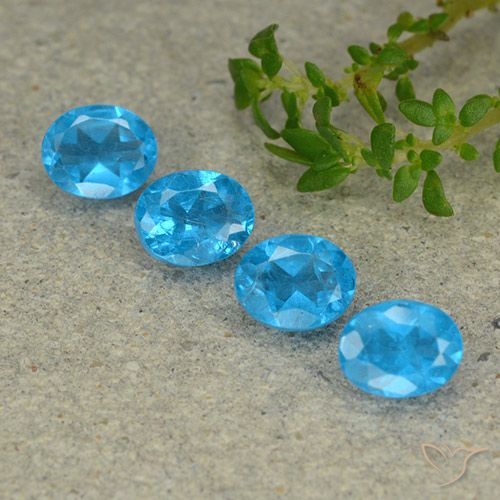 1.40ctw Naturale Blu medio Apatite, Ovale, VS