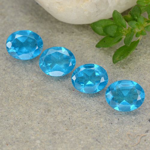 1.44ctw Naturale Blu medio Apatite, Ovale, VS