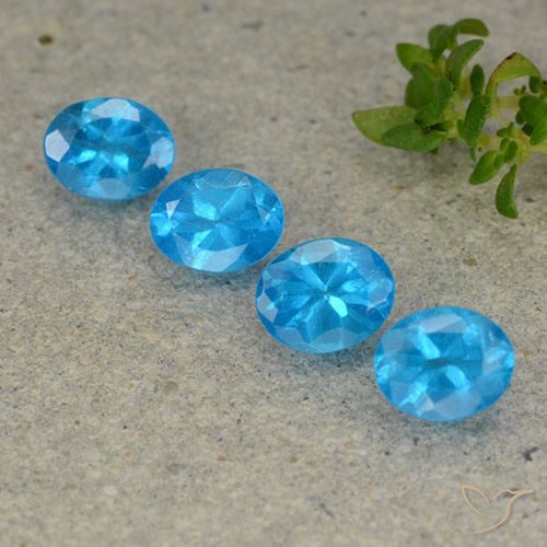 1.66ctw Naturale Blu medio Apatite, Ovale, VS