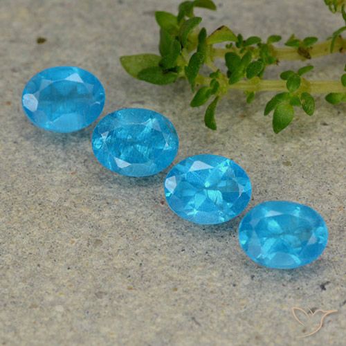 1.60ctw Naturale Blu medio Apatite, Ovale, VS
