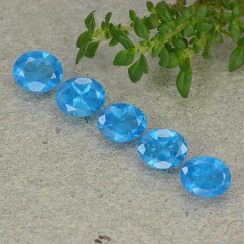 2.02ctw Naturale Blu medio Apatite, Ovale, VS