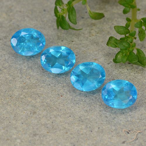 1.39ctw Naturale Blu Acqua Profondo Apatite, Ovale, VS