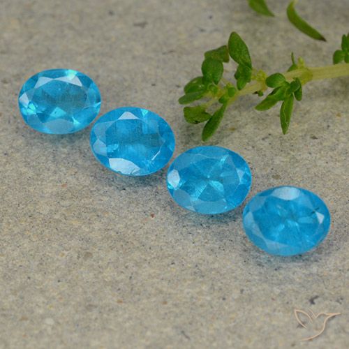 1.54ctw Naturale Blu medio Apatite, Ovale, VS