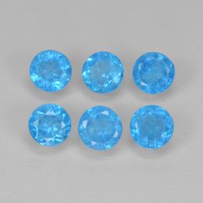 Gemme di Apatite Azzurro intenso naturale da 1.08 ct, Taglio rotondo, VS