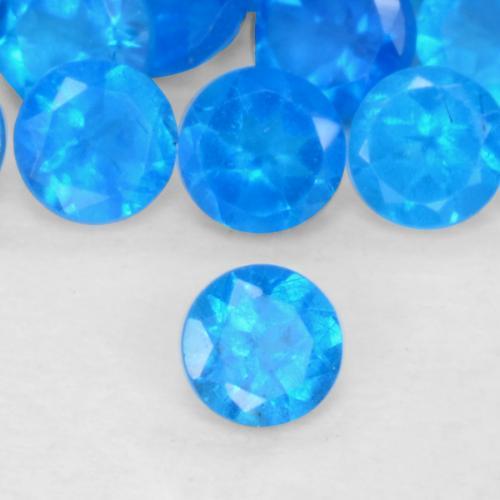 Apatite Blu intenso naturale da 0.07 ct, Taglio rotondo, VS-SI