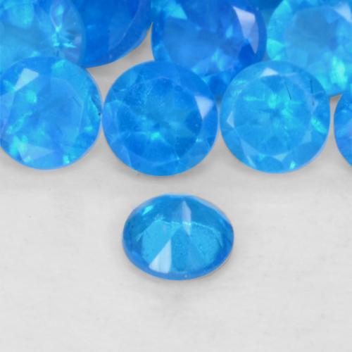 Apatite Blu intenso naturale da 0.07 ct, Taglio rotondo, VS-SI