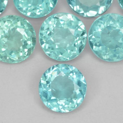 Apatite Blu Medio Verde naturale da 0.48 ct, Rotondo, VS-SI