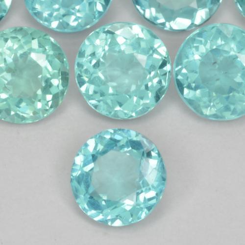 Apatite Blu Medio Verde naturale da 0.48 ct, Rotondo, VS-SI