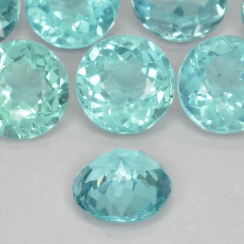 Apatite Blu Medio Verde naturale da 0.48 ct, Rotondo, VS-SI