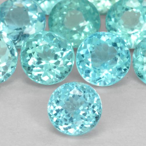 Apatite Blu brillante verde naturale da 0.41 ct, Taglio rotondo, VS-SI