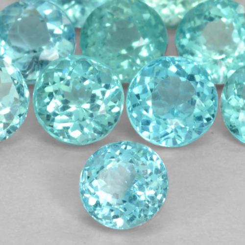 Apatite Blu brillante verde naturale da 0.41 ct, Taglio rotondo, VS-SI