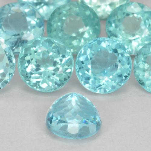 Apatite Blu brillante verde naturale da 0.41 ct, Taglio rotondo, VS-SI