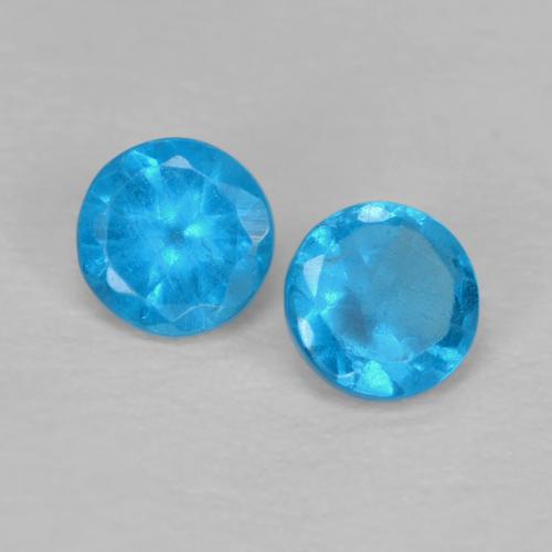 Gemme di Apatite Blu intenso naturale da 0.37 ct, Taglio rotondo, VS
