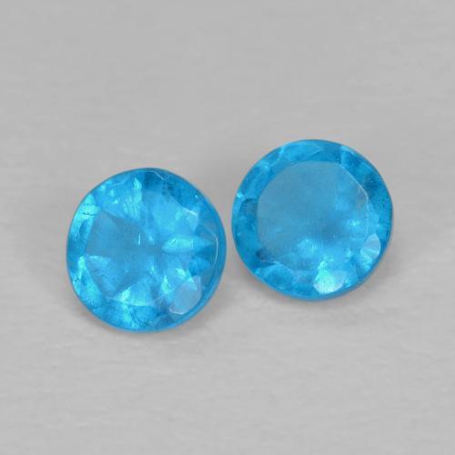 Gemme di Apatite Blu intenso naturale da 0.37 ct, Taglio rotondo, VS