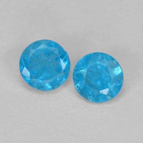 Gemme di Apatite Blu intenso naturale da 0.37 ct, Taglio rotondo, VS