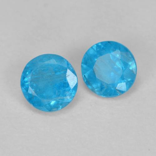 Gemme di Apatite Blu intenso naturale da 0.37 ct, Taglio rotondo, VS