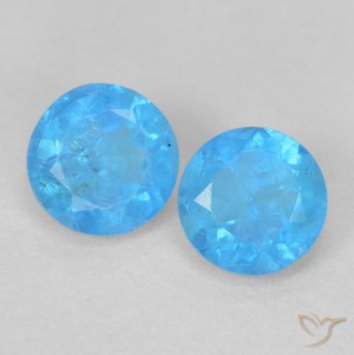 0.37ctw Naturale Deep Baby Blue Baby Apatite, Rotondo, VS