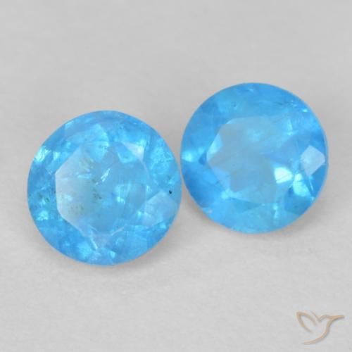Gemme di Apatite Deep Baby Blue Baby naturale da 0.37 ct, Rotondo, VS