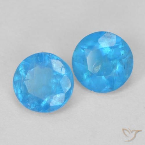 Gemme di Apatite Azzurro intenso naturale da 0.33 ct, Rotondo, VS