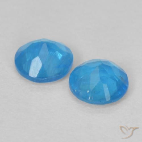 Gemme di Apatite Azzurro intenso naturale da 0.33 ct, Rotondo, VS