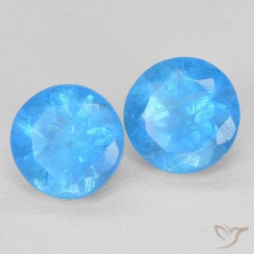 0.40ctw Naturale Deep Baby Blue Baby Apatite, Rotondo, VS-SI