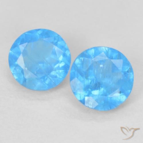 0.35ctw Naturale Blu profondo azzurro Apatite, Rotondo, VS-SI