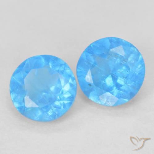 Gemme di Apatite Blu profondo azzurro naturale da 0.35 ct, Rotondo, VS-SI