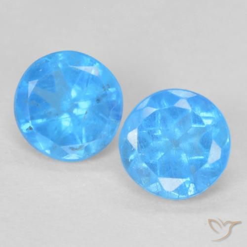 0.36ctw Naturale Azzurro profondo Apatite, Rotondo, VS-SI
