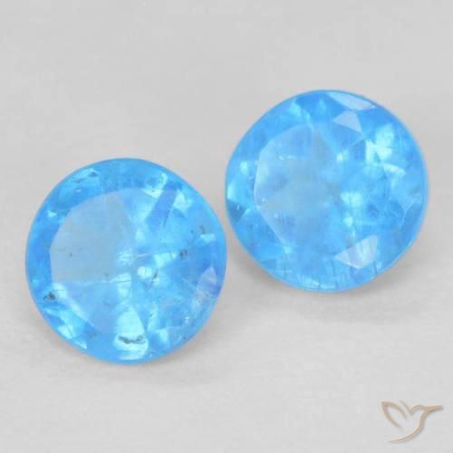 Gemme di Apatite Azzurro profondo naturale da 0.36 ct, Rotondo, VS-SI