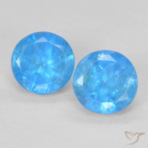 0.40ctw Naturale Blu medio Apatite, Rotondo, VS-SI