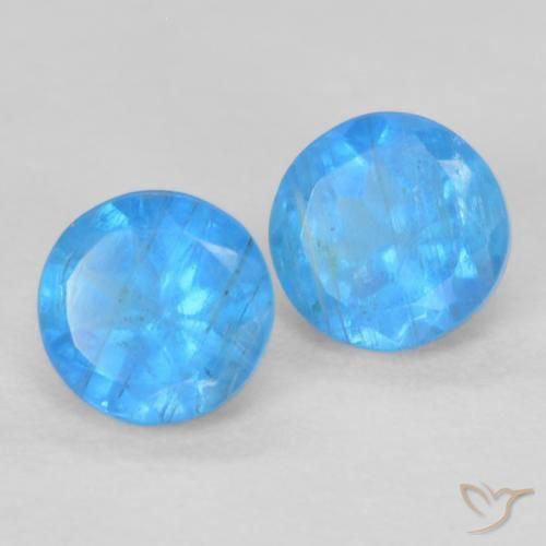 Gemme di Apatite Blu medio naturale da 0.40 ct, Rotondo, VS-SI