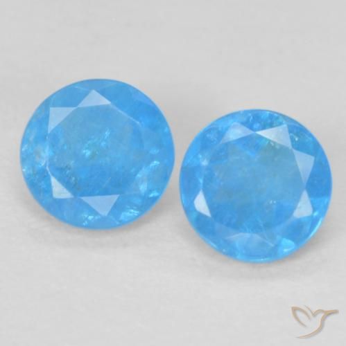 0.33ctw Naturale Blu medio Apatite, Rotondo, VS-SI