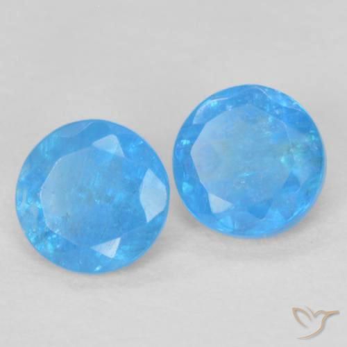 Gemme di Apatite Blu medio naturale da 0.33 ct, Rotondo, VS-SI