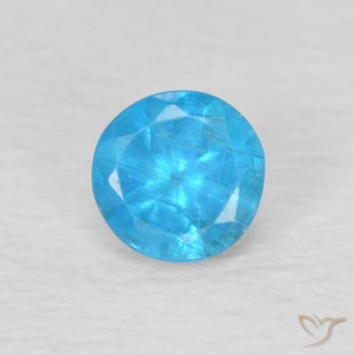0.23ct Naturale Blu medio Apatite, Rotondo, VS