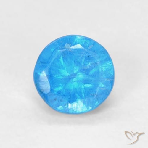0.19ct Naturale Azzurro profondo Apatite, Rotondo, VS