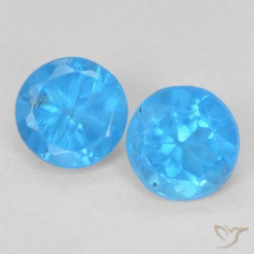0.38ctw Naturale Blu medio Apatite, Rotondo, VS