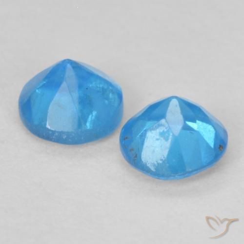 Gemme di Apatite Blu medio naturale da 0.38 ct, Rotondo, VS