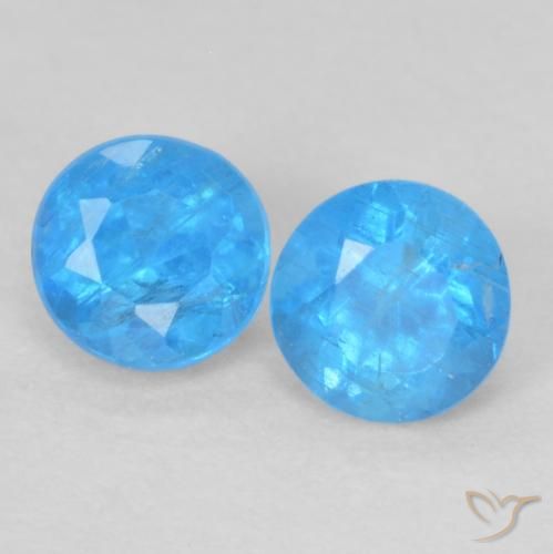 0.38ctw Naturale Azzurro intenso Apatite, Rotondo, VS