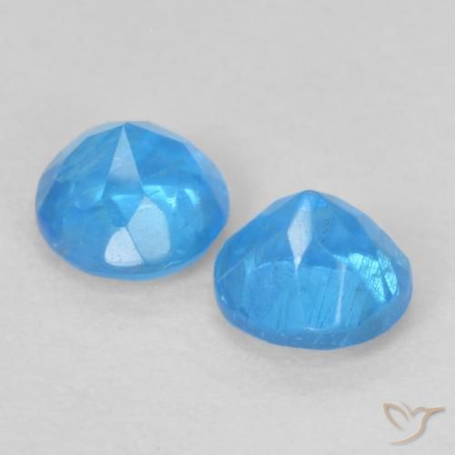 Gemme di Apatite Azzurro intenso naturale da 0.38 ct, Rotondo, VS
