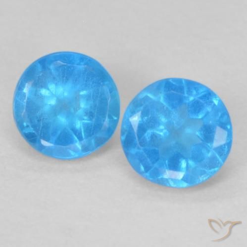 0.37ctw Naturale Deep Baby Blue Baby Apatite, Rotondo, VS
