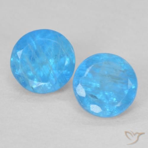 0.39ctw Naturale Blu medio Apatite, Rotondo, VS