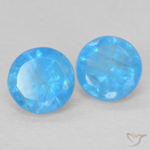 Gemme di Apatite Blu medio naturale da 0.39 ct, Rotondo, VS
