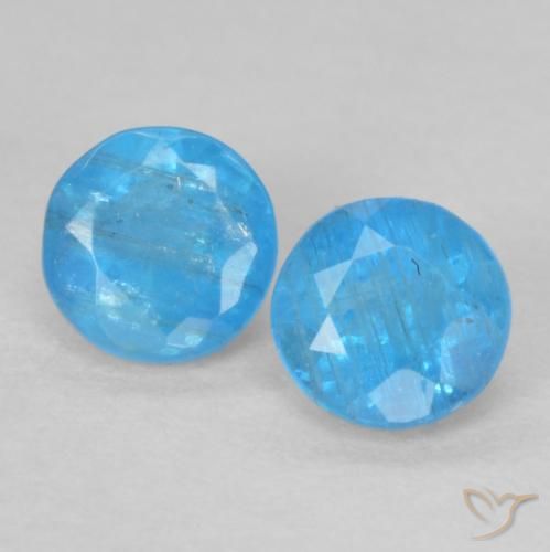 0.38ctw Naturale Azzurro intenso Apatite, Rotondo, VS
