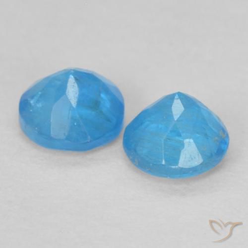 Gemme di Apatite Azzurro intenso naturale da 0.38 ct, Rotondo, VS