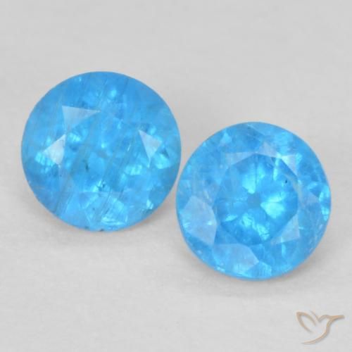 0.36ctw Naturale Blu medio Apatite, Rotondo, VS-SI