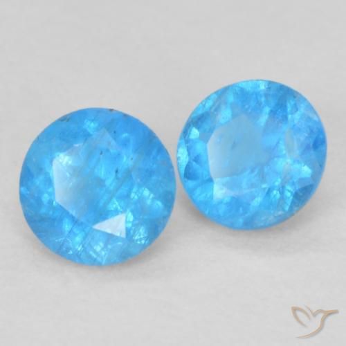 Gemme di Apatite Blu medio naturale da 0.36 ct, Rotondo, VS-SI
