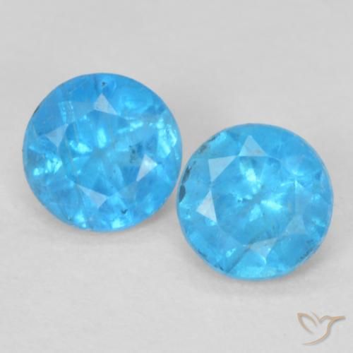 0.33ctw Naturale Blu intenso Apatite, Rotondo, VS-SI