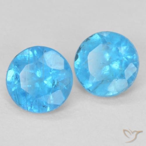 Gemme di Apatite Blu intenso naturale da 0.33 ct, Rotondo, VS-SI